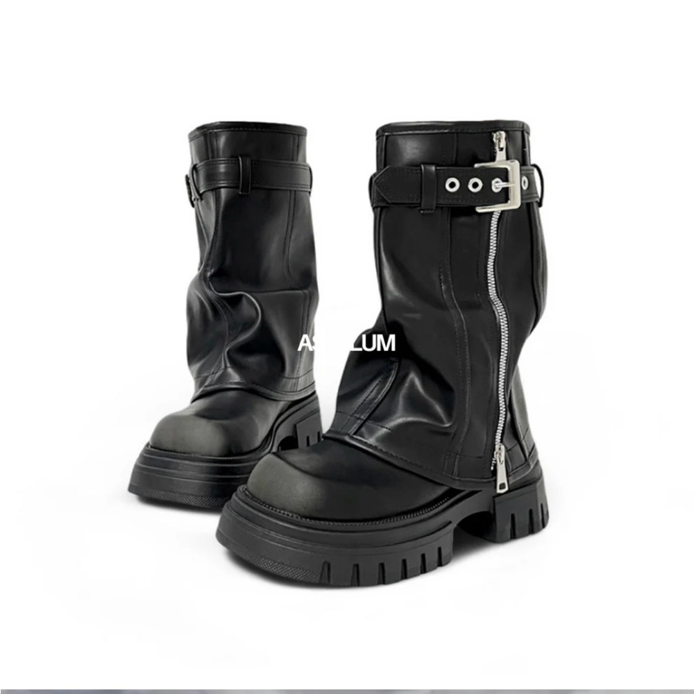 🖤🖤🖤 SOLD 🖤🖤🖤 ASYLLUM Platform Foldover Chunky Black Mid-Calf Women's Boots